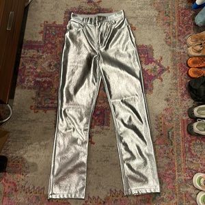 Abercrombie 90s straight ultra high rise silver pants